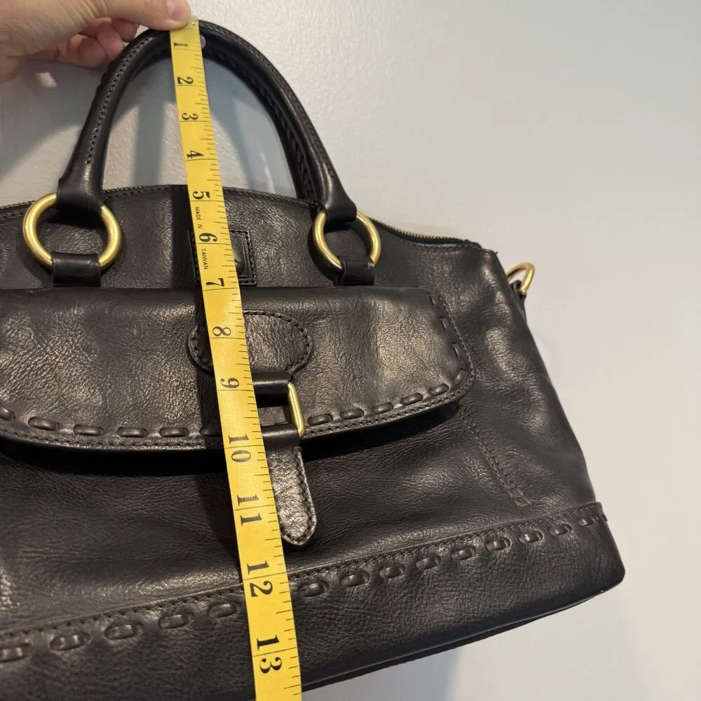 Dooney & Bourke Florentine Satchel Front Pocket Black Leather Handbag Purse